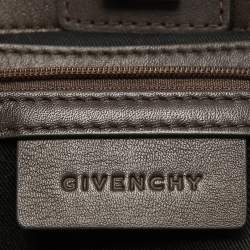 Pre Owned Givenchy Dark Brown Signature Canvas and Leather Double Zip Tote