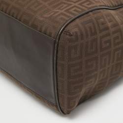 Pre Owned Givenchy Dark Brown Signature Canvas and Leather Double Zip Tote