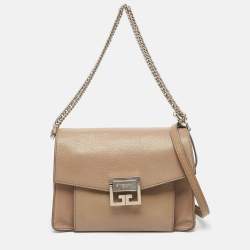 مملوكة مسبقًا Givenchy Two Tone Beige Leather Small GV3 Shoulder Bag