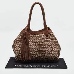 Givenchy Brown Signature Canvas and Leather Braided Handle Shoulder Bag