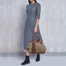 Givenchy Brown Signature Canvas and Leather Braided Handle Shoulder Bag