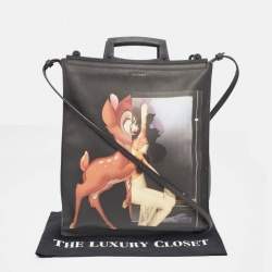 Givenchy Black Leather Bambi Print Vertical Tote
