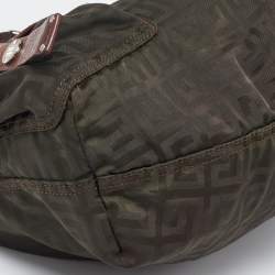 Givenchy Green/Brown Monogram Nylon and Leather Multiple Pocket Hobo