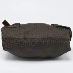 Givenchy Green/Brown Monogram Nylon and Leather Multiple Pocket Hobo