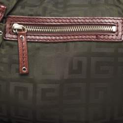 Givenchy Green/Brown Monogram Nylon and Leather Multiple Pocket Hobo