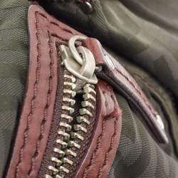 Givenchy Green/Brown Monogram Nylon and Leather Multiple Pocket Hobo