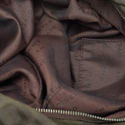 Givenchy Green/Brown Monogram Nylon and Leather Multiple Pocket Hobo