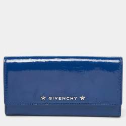 Givenchy Blue Patent Leather Logo Flap Continental Wallet