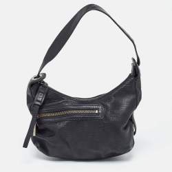 Givenchy Black Monogram Embossed Leather Baguette Bag