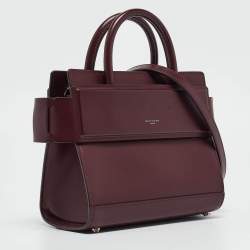 Pre Owned Givenchy Burgundy Leather Mini Horizon Tote