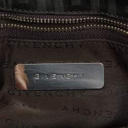 Givenchy Green/Brown Monogram Fabric Buckle Flap Baguette Bag