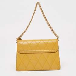 Givenchy Mustard Quilted Leather Small GV3 Shoulder Bag