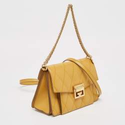 Givenchy Mustard Quilted Leather Small GV3 Shoulder Bag