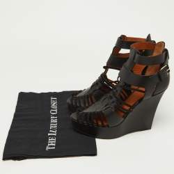 Givenchy Black Suede and Leather Wedge Platform Ankle Strap Sandals Size 39