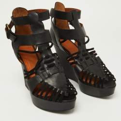Givenchy Black Suede and Leather Wedge Platform Ankle Strap Sandals Size 39