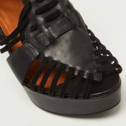 Givenchy Black Suede and Leather Wedge Platform Ankle Strap Sandals Size 39