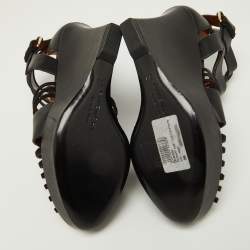 Givenchy Black Suede and Leather Wedge Platform Ankle Strap Sandals Size 39