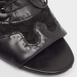 Givenchy Black Leather and Mesh Cutout Flats Size 40   