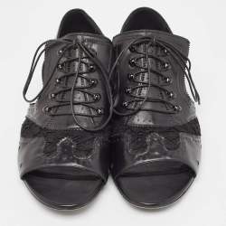 Givenchy Black Leather and Mesh Cutout Flats Size 40   