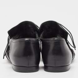 Givenchy Black Leather and Mesh Cutout Flats Size 40   