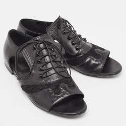 Givenchy Black Leather and Mesh Cutout Flats Size 40   