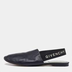 Givenchy Black Leather Rivington Slingback Flats Size 38