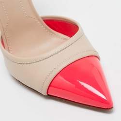 Givenchy Beige/Pink Leather and Patent Ankle Strap Pumps Size 37.5