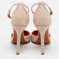 Givenchy Beige/Pink Leather and Patent Ankle Strap Pumps Size 37.5