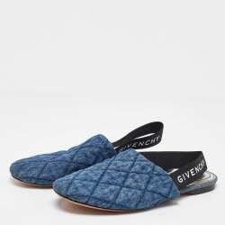 Givenchy Blue Denim Rivington Slingback Flat Sandals Size 37.5