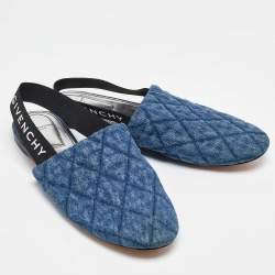 Givenchy Blue Denim Rivington Slingback Flat Sandals Size 37.5