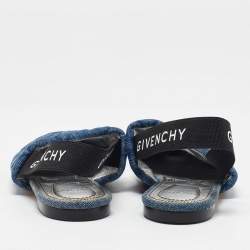 Givenchy Blue Denim Rivington Slingback Flat Sandals Size 37.5