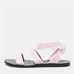 Givenchy Pink Canvas  Strappy Flats Slides Size 38