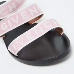 Givenchy Pink Canvas  Strappy Flats Slides Size 38