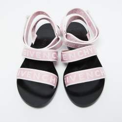 Givenchy Pink Canvas  Strappy Flats Slides Size 38