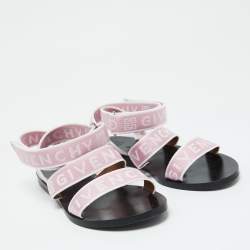 Givenchy Pink Canvas  Strappy Flats Slides Size 38