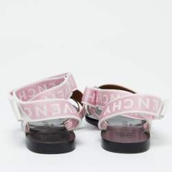 Givenchy Pink Canvas  Strappy Flats Slides Size 38