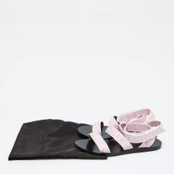 Givenchy Pink Canvas  Strappy Flats Slides Size 38