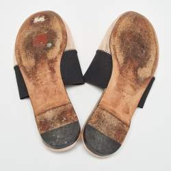 Givenchy Metallic/Black Leather and Elastic Bedford Flat Mules Size 37