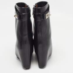 Givenchy Black Leather Shark Lock Ankle Length Boots Size 37