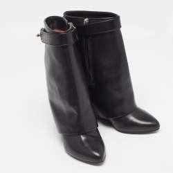 Givenchy Black Leather Shark Lock Ankle Length Boots Size 37