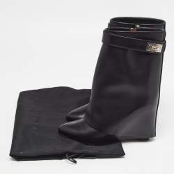 Givenchy Black Leather Shark Lock Ankle Length Boots Size 37