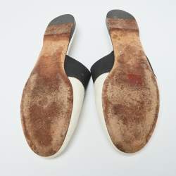Givenchy Black/White Leather and Elastic Bedford Flat Mules Size 40.5