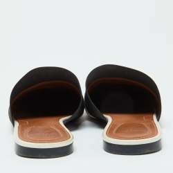 Givenchy Black/White Leather and Elastic Bedford Flat Mules Size 40.5