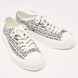 Givenchy White/Black Canvas City Lace Up Sneakers Size 39