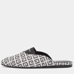 Pre Owned Givenchy Black/White 4G Jacquard Bedford Flat Mules Size 38