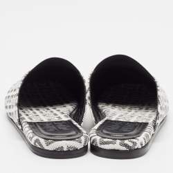 Pre Owned Givenchy Black/White 4G Jacquard Bedford Flat Mules Size 38