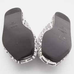 Pre Owned Givenchy Black/White 4G Jacquard Bedford Flat Mules Size 38