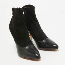Givenchy Black Leather and Suede Ankle Length Boots Size 38