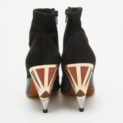 Givenchy Black Leather and Suede Ankle Length Boots Size 38