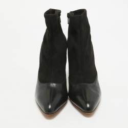 Givenchy Black Leather and Suede Ankle Length Boots Size 38